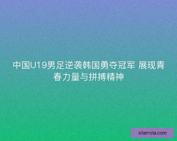 中国U19男足逆袭韩国勇夺冠军 展现青春力量与拼搏精神