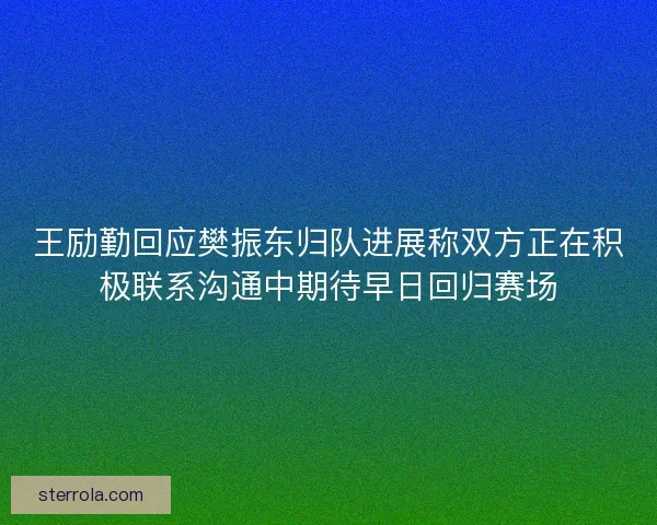 王励勤回应樊振东归队进展称双方正在积极联系沟通中期待早日回归赛场
