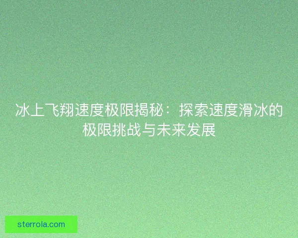 冰上飞翔速度极限揭秘：探索速度滑冰的极限挑战与未来发展